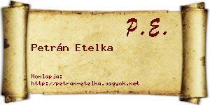 Petrán Etelka névjegykártya