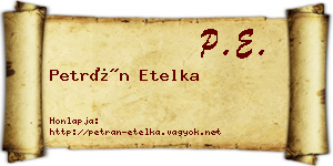 Petrán Etelka névjegykártya